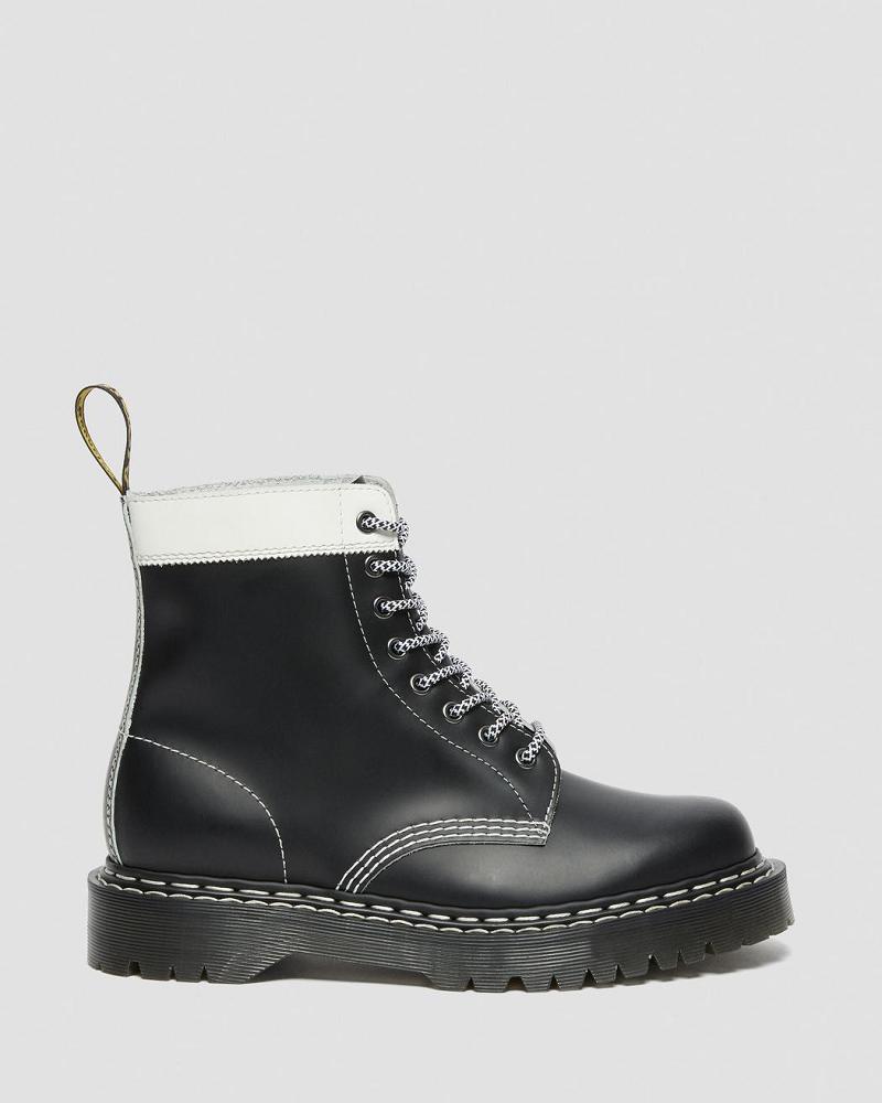 Men's Dr Martens 1460 Pascal Bex Leather Contrast Lace Up Boots Black / White | AU 525ILH